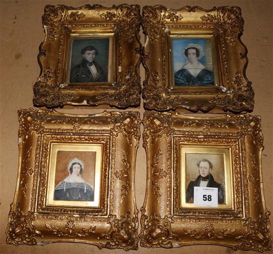 Victorian School Miniatures of ladies and gentleman largest 4 x 3in